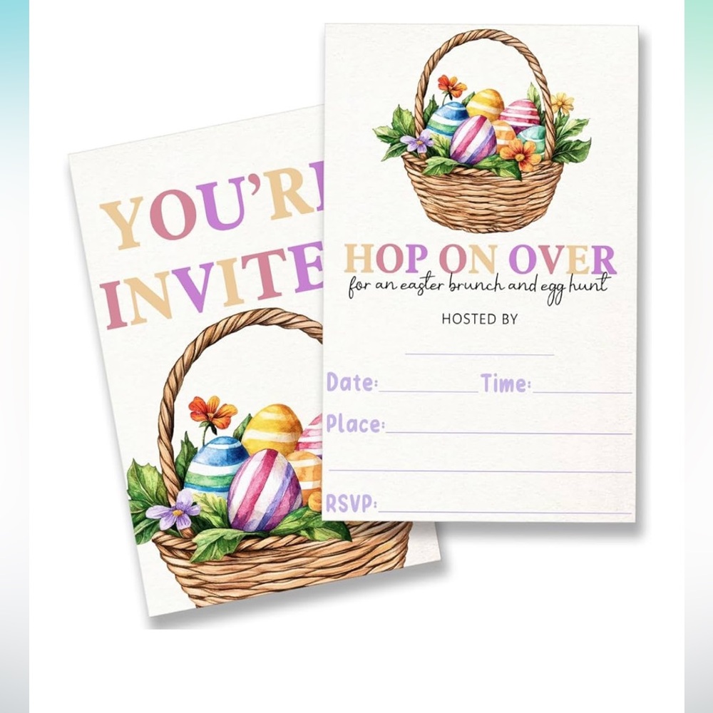 Easter Brunch Invitation Cards with Basket Design